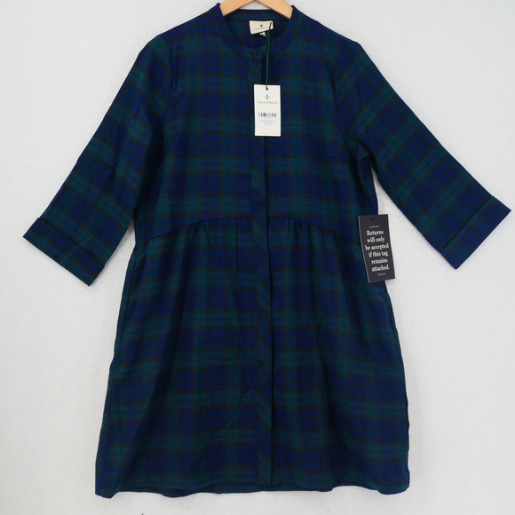 NEW Tuckernuck Blackwatch Royal Blue Green Shirt Dress Holiday Women's XL - Picture 3 of 11